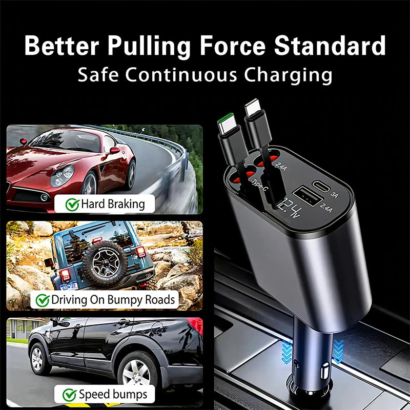 4 in 1 120W Car Charger - Fast Charging for all phones